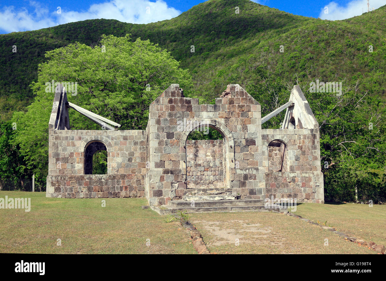 Thomas Cottle Landowner built this Church in 1824 in Nevis Island in the Caribbean . It was one of the first places where the la Stock Photo