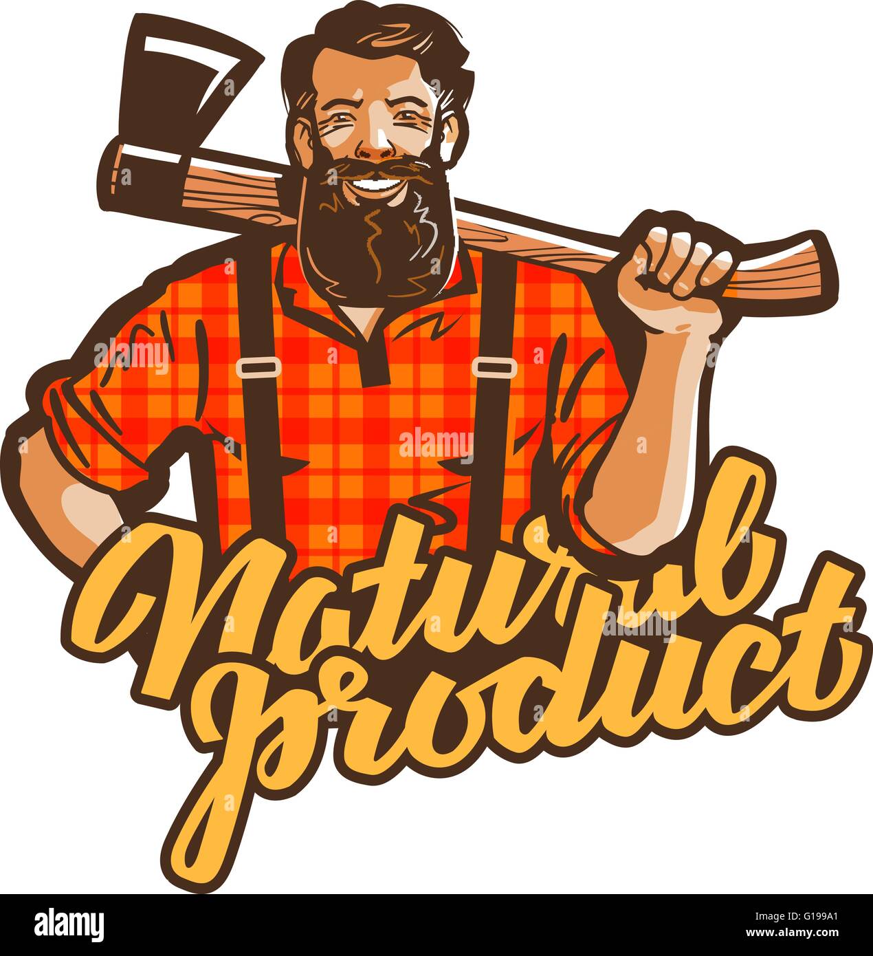 woodcutter, lumberjack vector logo. joiner or carpenter icon Stock Vector