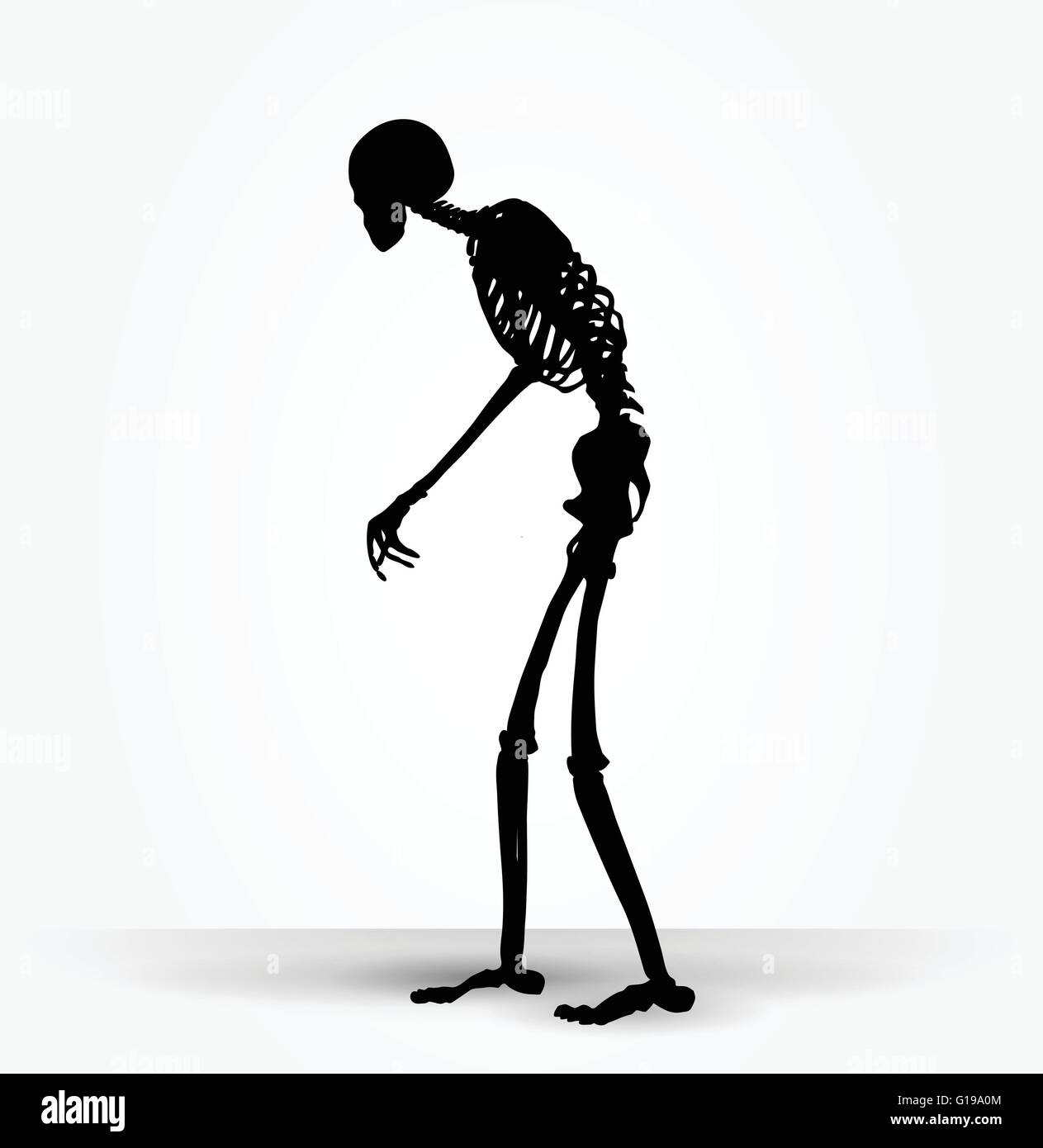 Vector Image - skeleton silhouette in old walk pose isolated on white ...