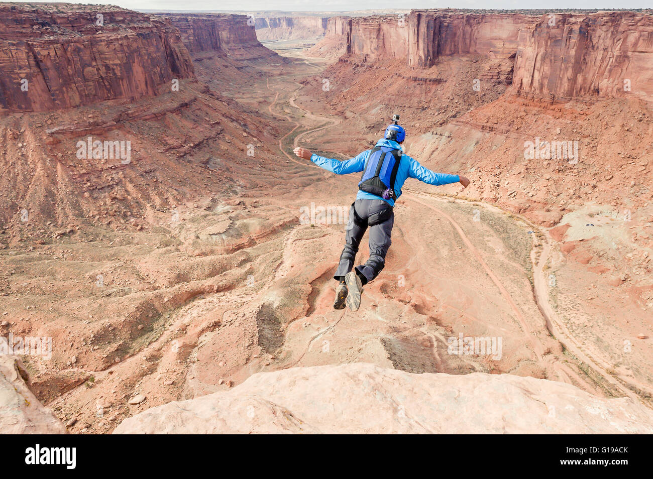 Base Jumping at Fruit Bowl Stock Photo