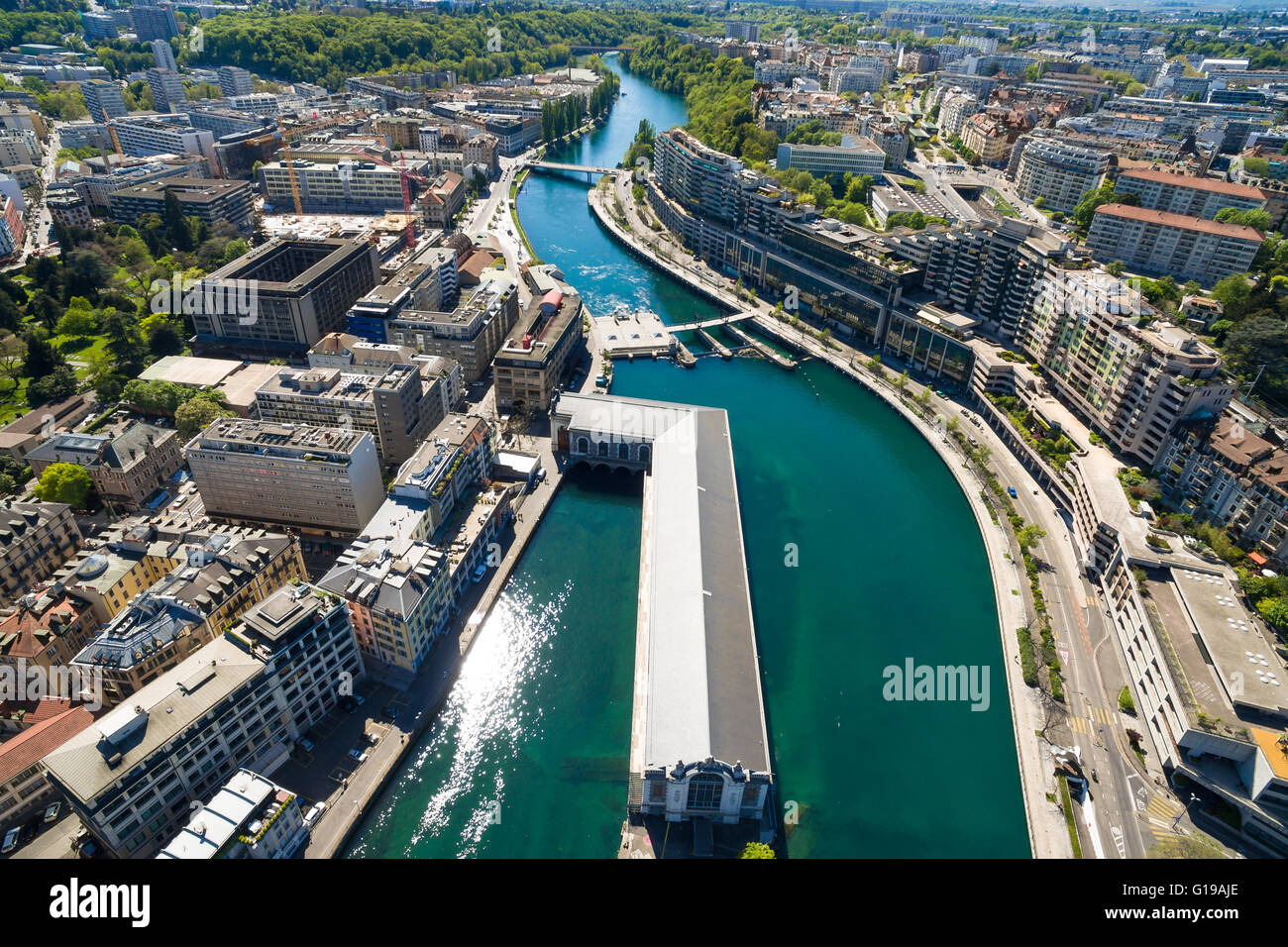 Aerial view of Geneva city in Switzerland Stock Photo Alamy