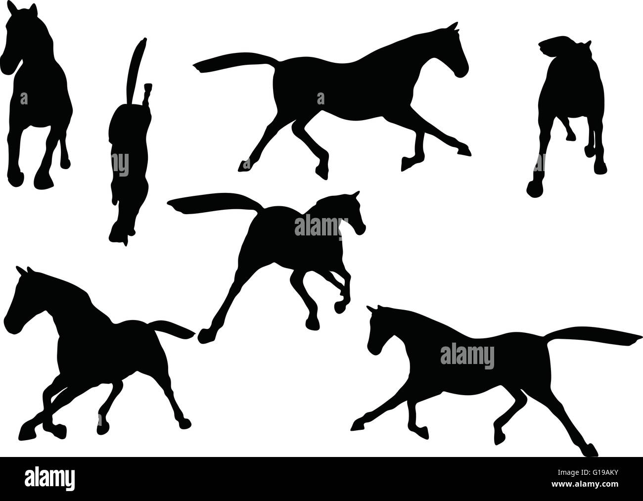 Vector Image horse silhouette in fast trot pose isolated on white