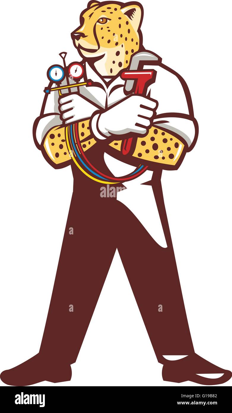 Illustration of a cheetah heating specialist refrigeration and air