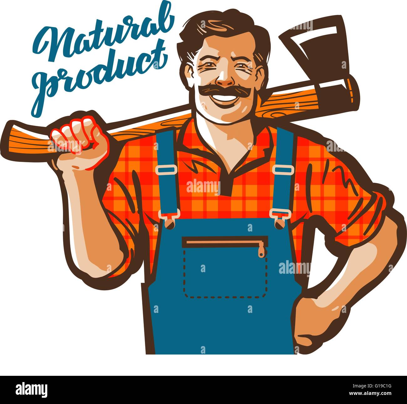 funny cartoon carpenter or lumberjack. vector illustration Stock Vector