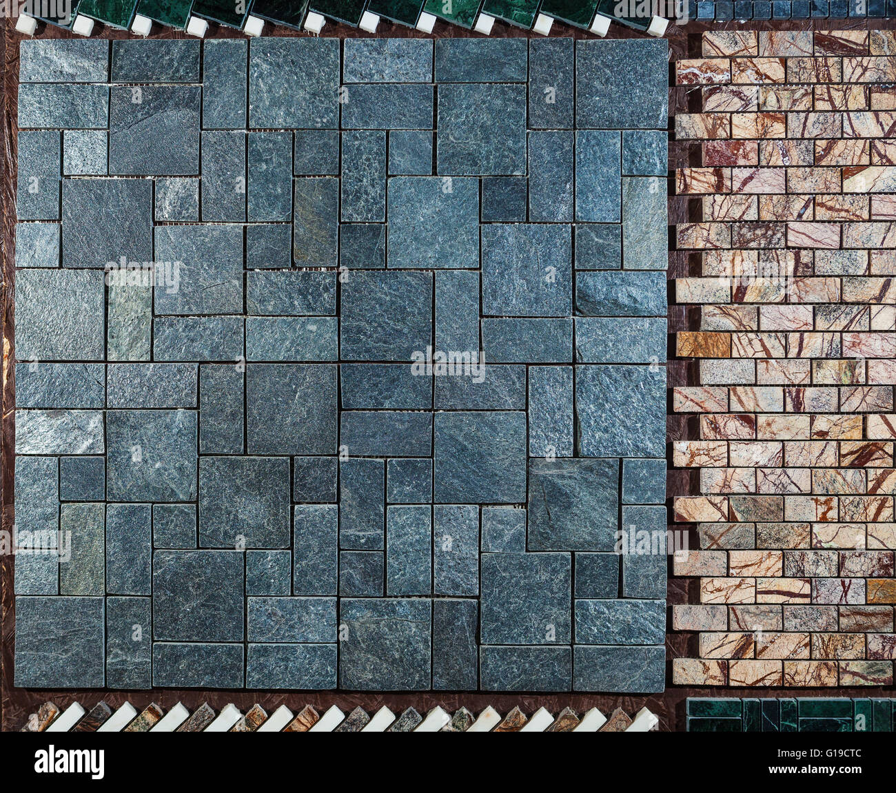Marble Wall Or Floor Made Of Different Types Of Tiles Stock Photo