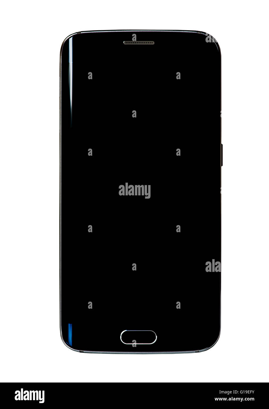 Varna, Bulagaria - March 13, 2016: Studio shot of a black Samsung Galaxy S7 edge smartphones, with 12 MP, f/1.7, 26mm Camera, qu Stock Photo
