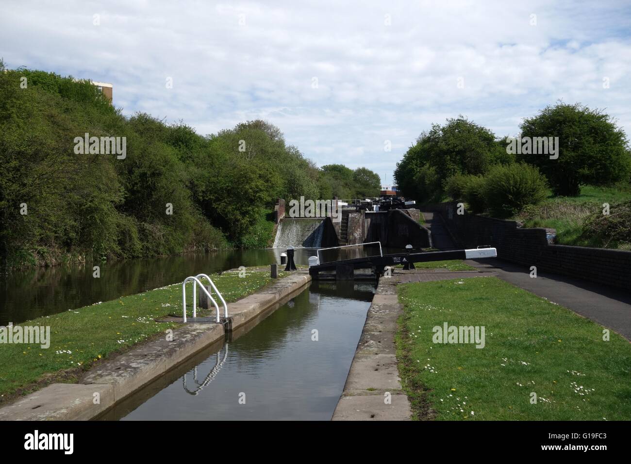 Lock at Delph Locks or the Delph Nine, on the Dudley No1 Canal. West Midlands. UK Stock Photo