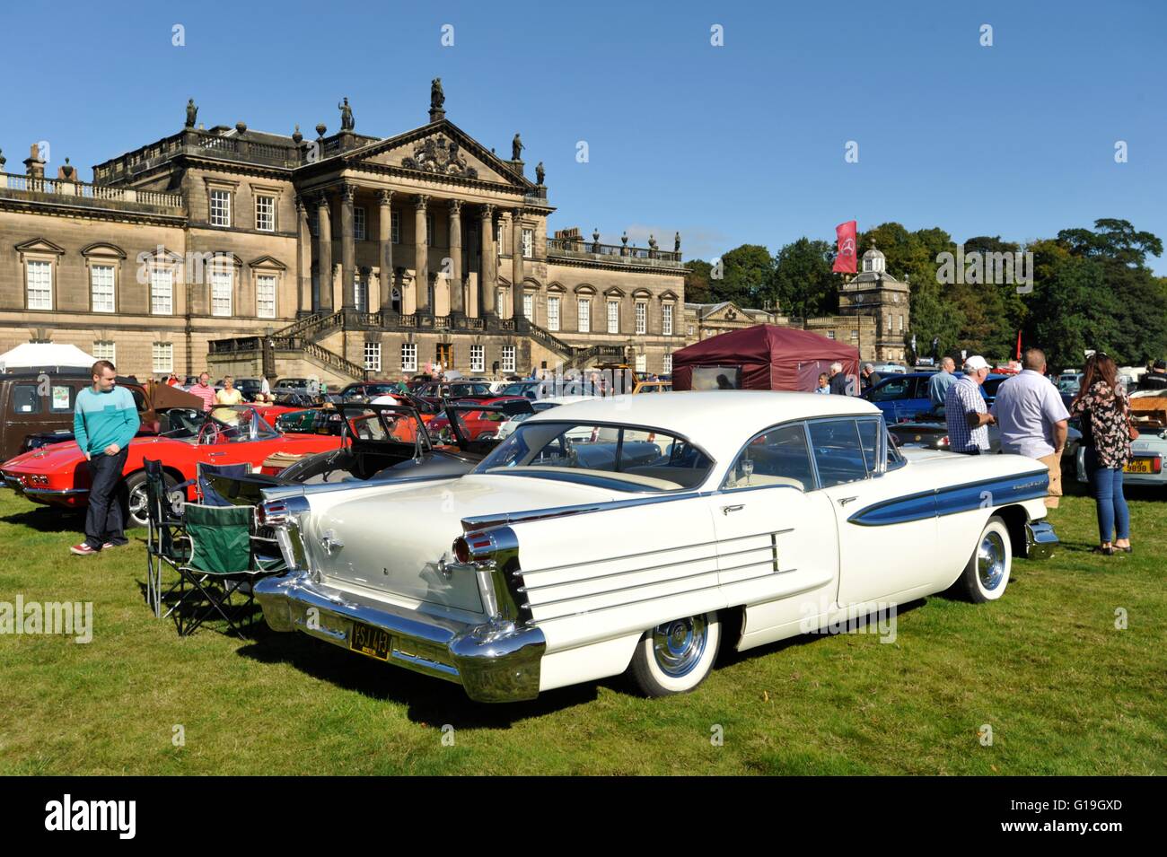 Classic American cars at Car Rally at Wentworth Woodhouse Stock Photo