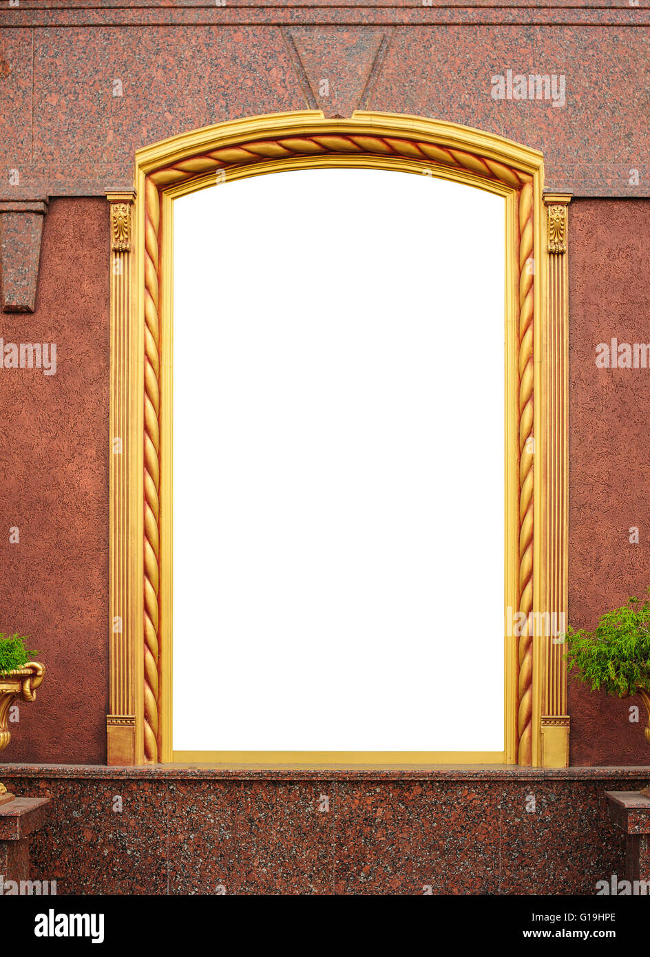 architectural frame of the window on a white wall Stock Photo
