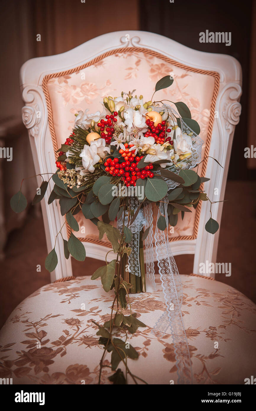 Fall bridal bouquet of flowers Stock Photo