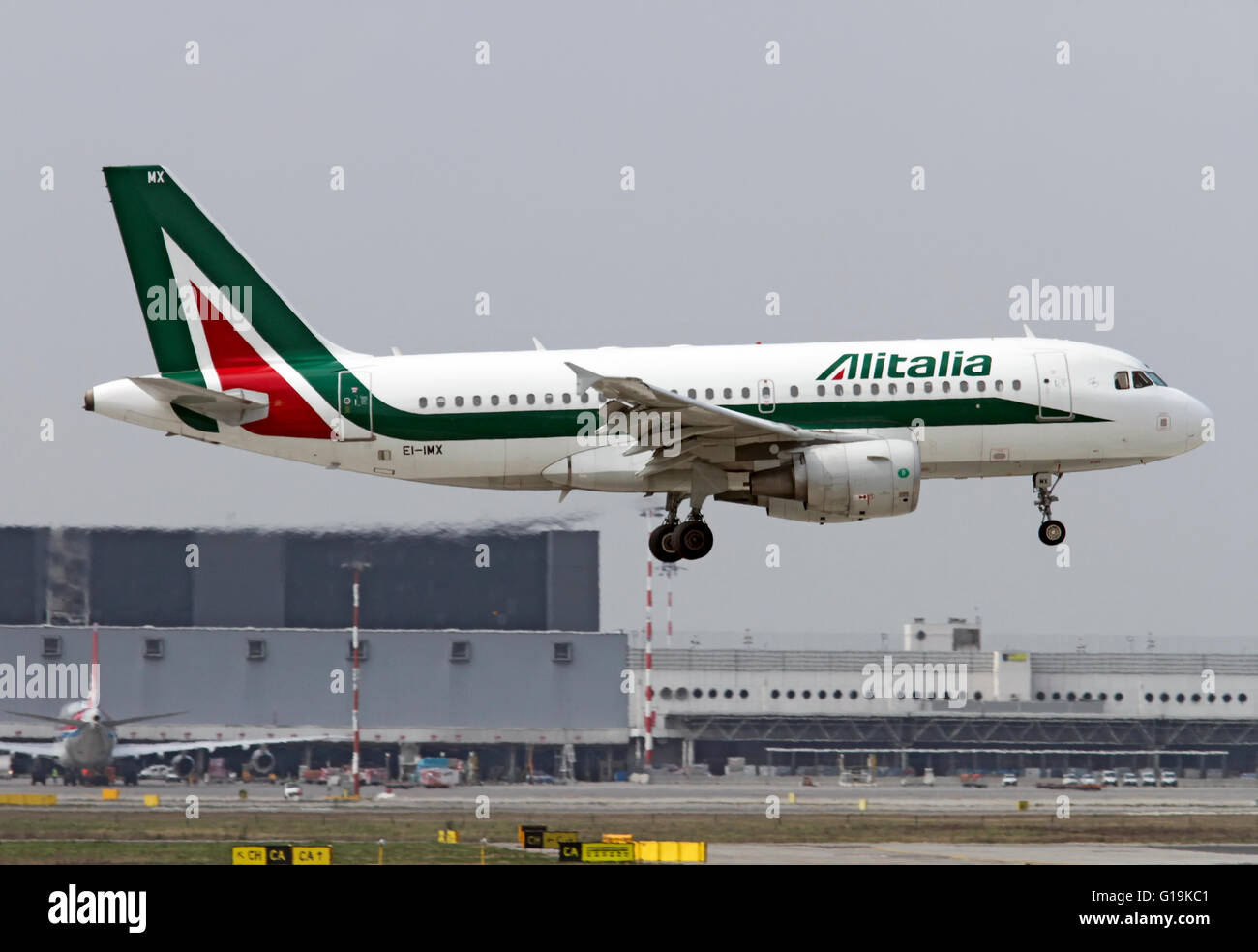 Alitalia Airbus A319-111. Photographed at Malpensa airport, Milan, Italy Stock Photo