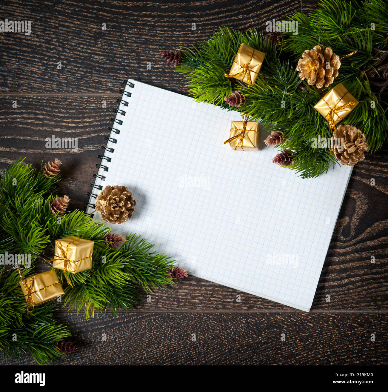 Christmas still life with a card for congratulations, New Year's Stock Photo