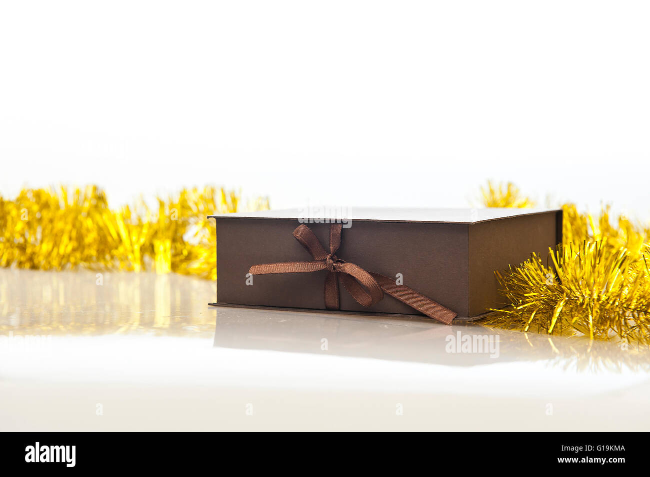 Christmas gift box brown Stock Photo