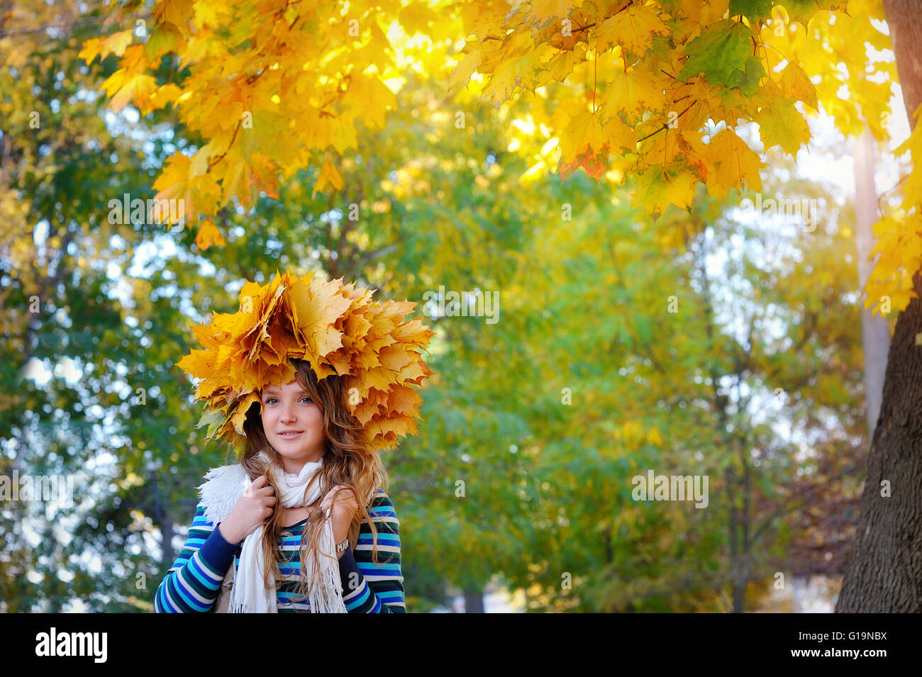 portrait of beautiful attractive stylish young woman in blue kni Stock Photo