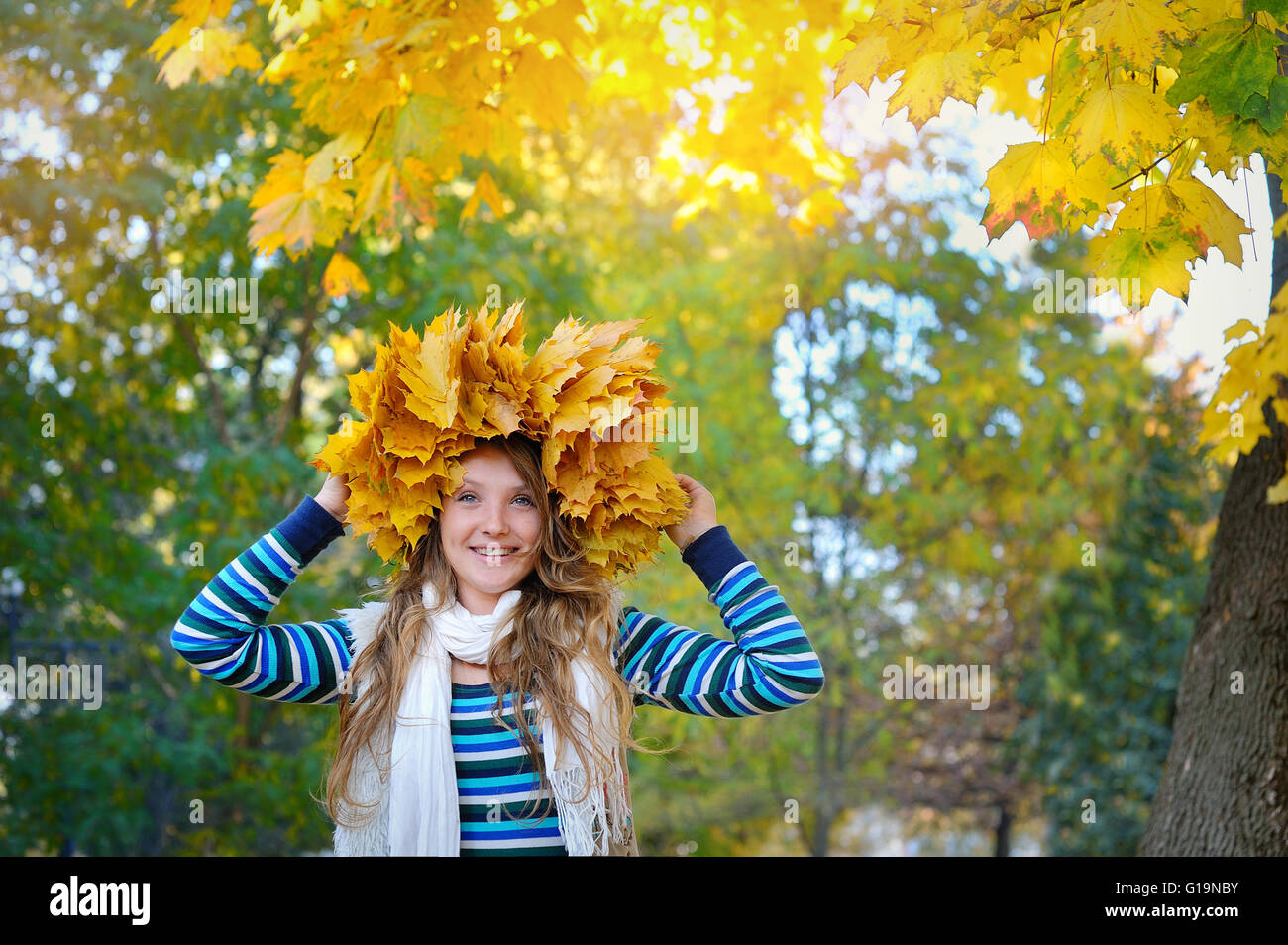 portrait of beautiful attractive stylish young woman in autumn p Stock Photo