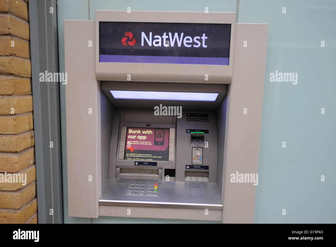 NatWest ATM machine outside branch in Cardiff Bay United Kingdom