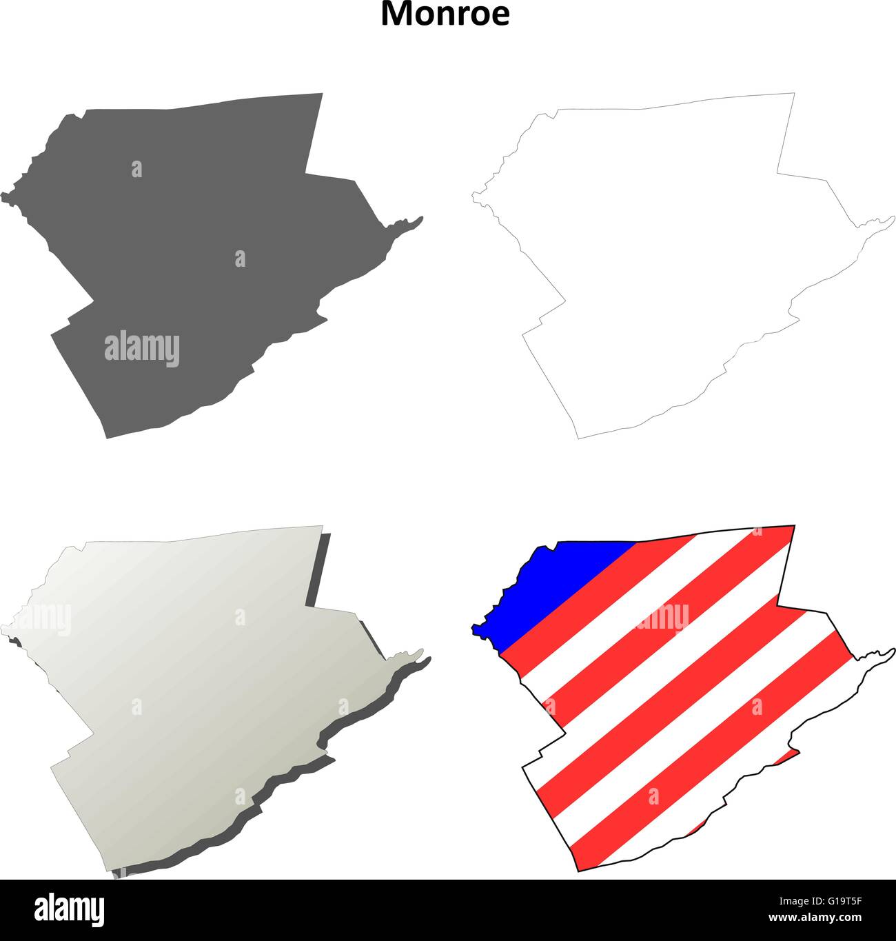 Monroe County, Pennsylvania outline map set Stock Vector