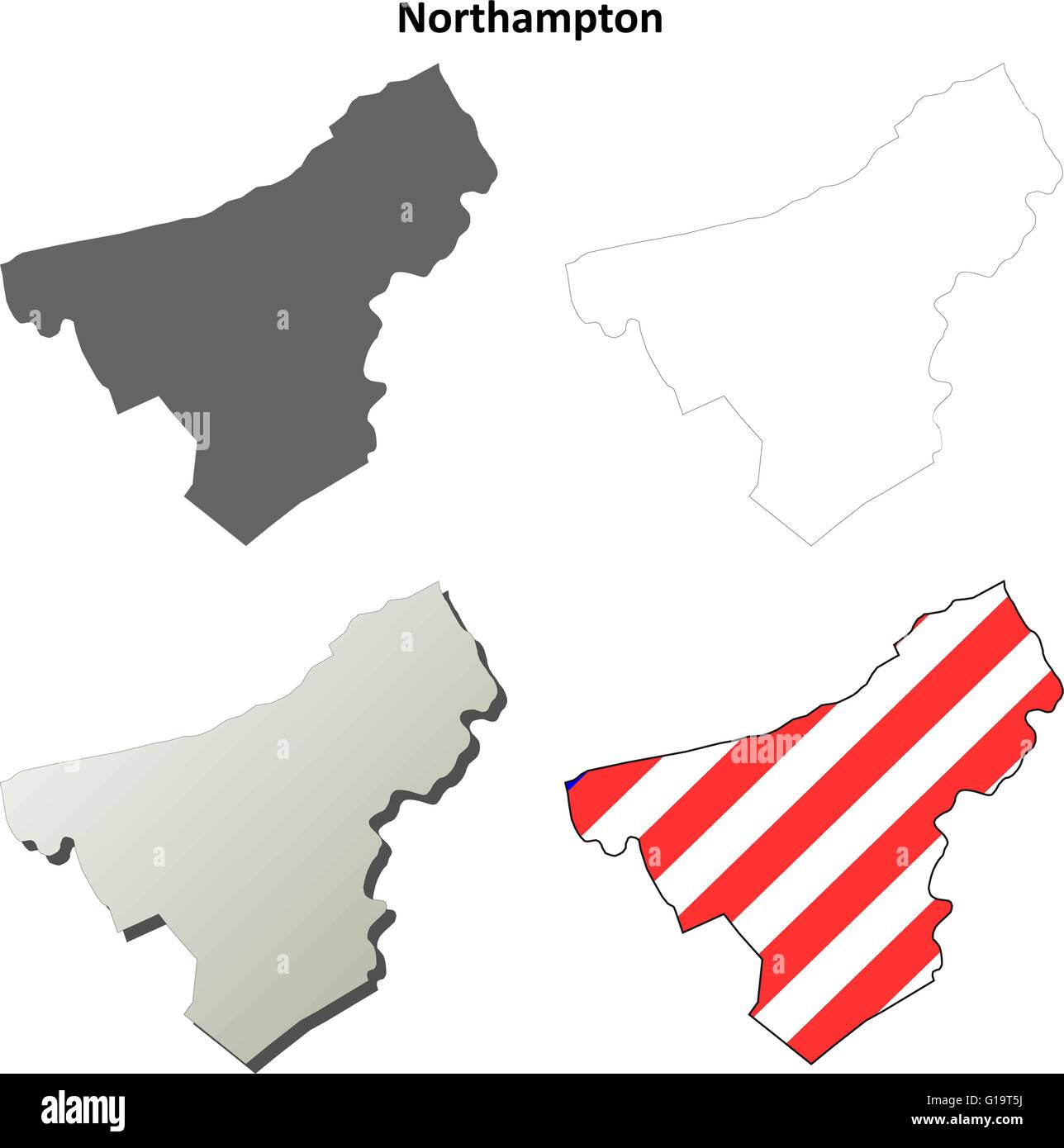 Northampton County, Pennsylvania outline map set Stock Vector
