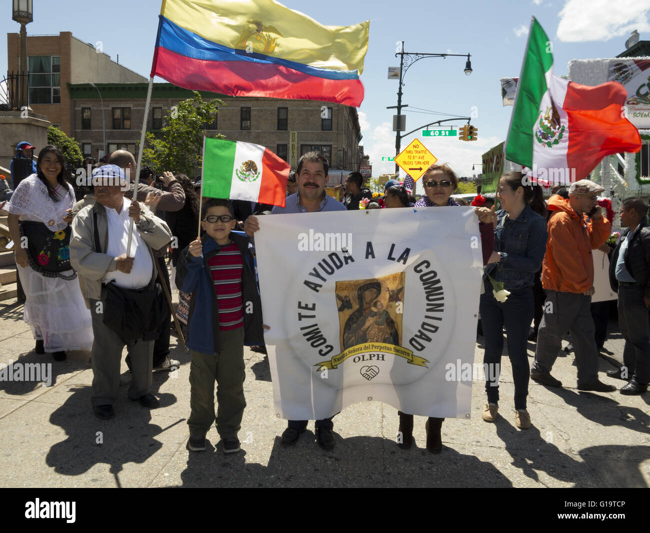 Cinco de Mayo and Mother's Day Parade in the Sunset Park neighborhood of Brooklyn, NY, May 8, 2016. Stock Photo