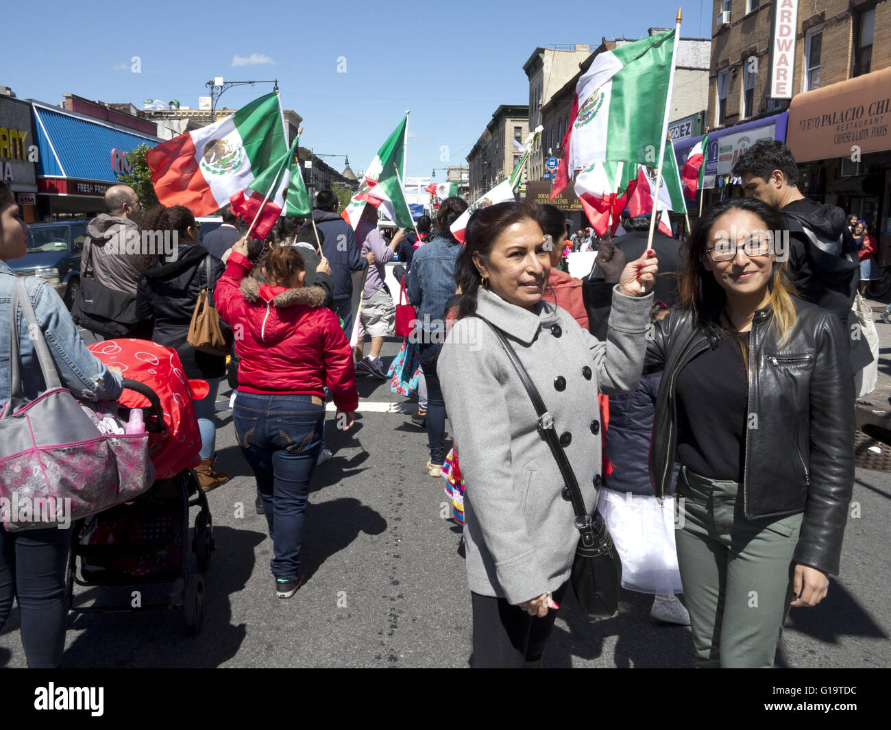 Cinco de Mayo and Mother's Day Parade in the Sunset Park neighborhood of Brooklyn, NY, May 8, 2016. Stock Photo