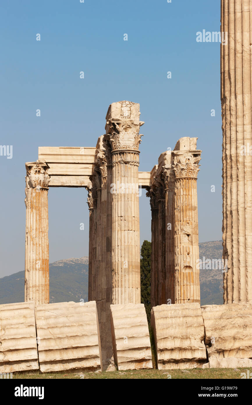 Temple of Zeus in Athens. Corinthian order. Greece. Vertical Stock Photo