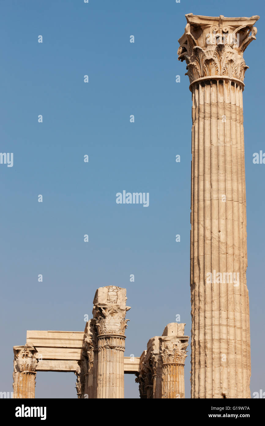 Temple of Zeus in Athens. Corinthian order. Greece. Vertical Stock Photo