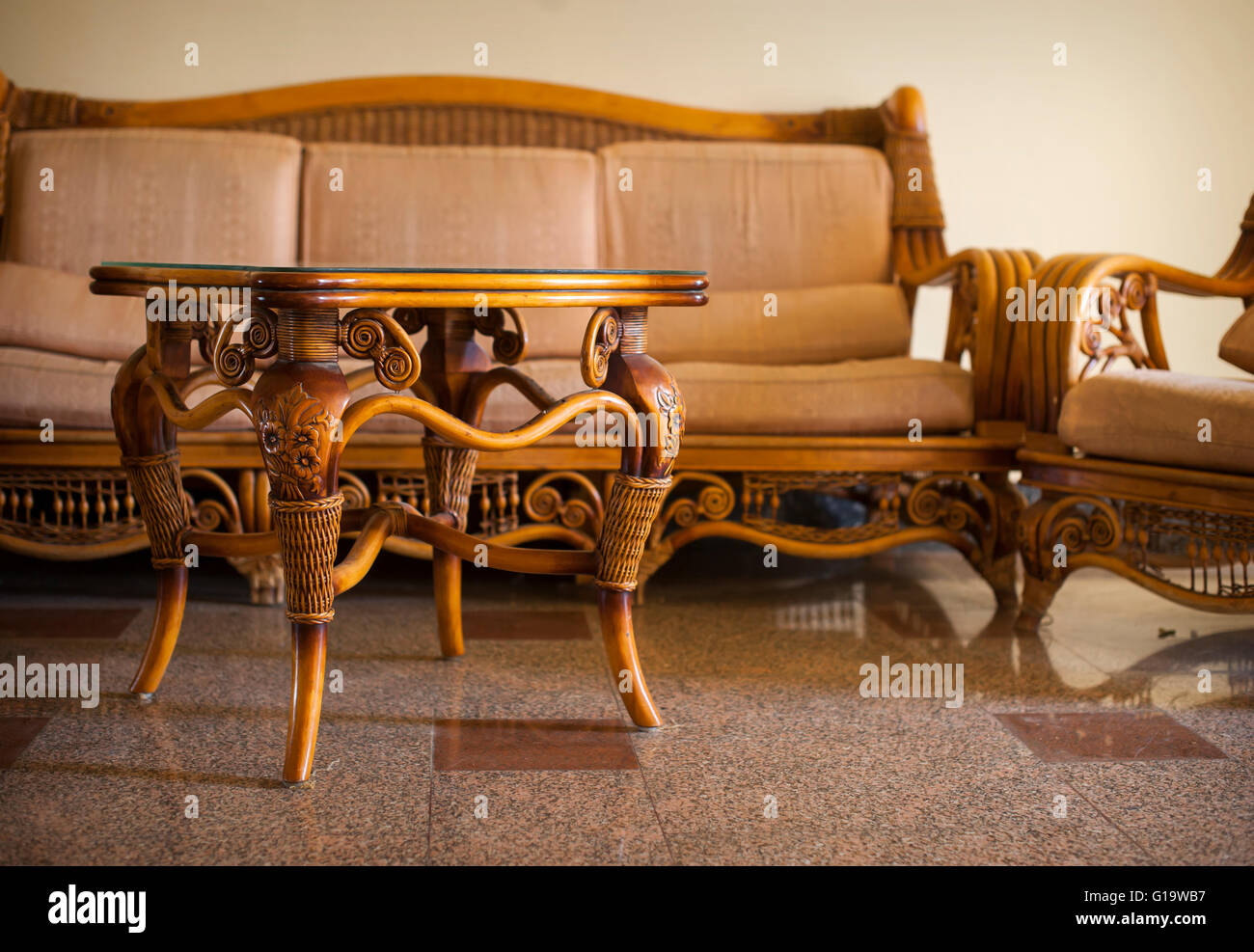 wicker table you interr Stock Photo