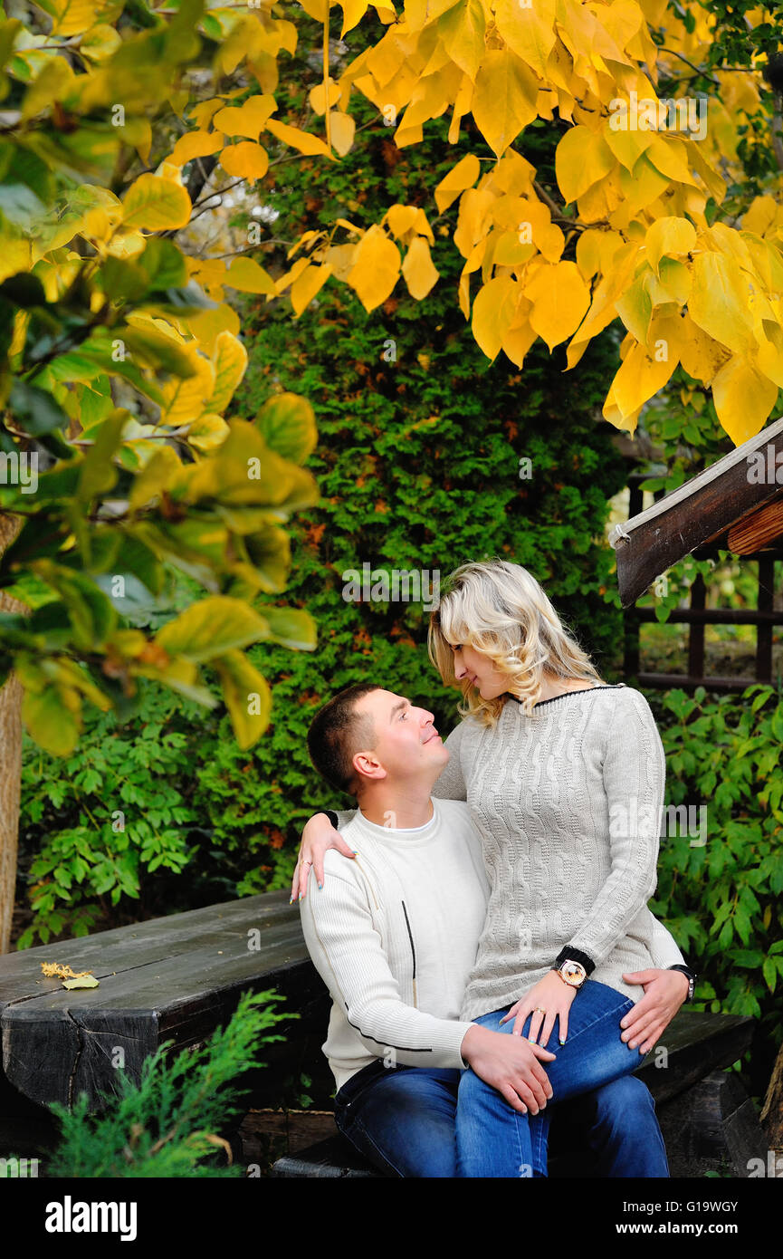 loving couple walking in the autumn park Stock Photo - Alamy