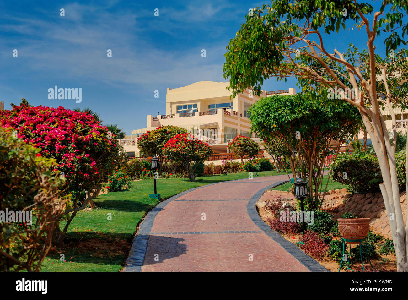 Hotel building park, Sharm el Sheikh, Egypt Stock Photo
