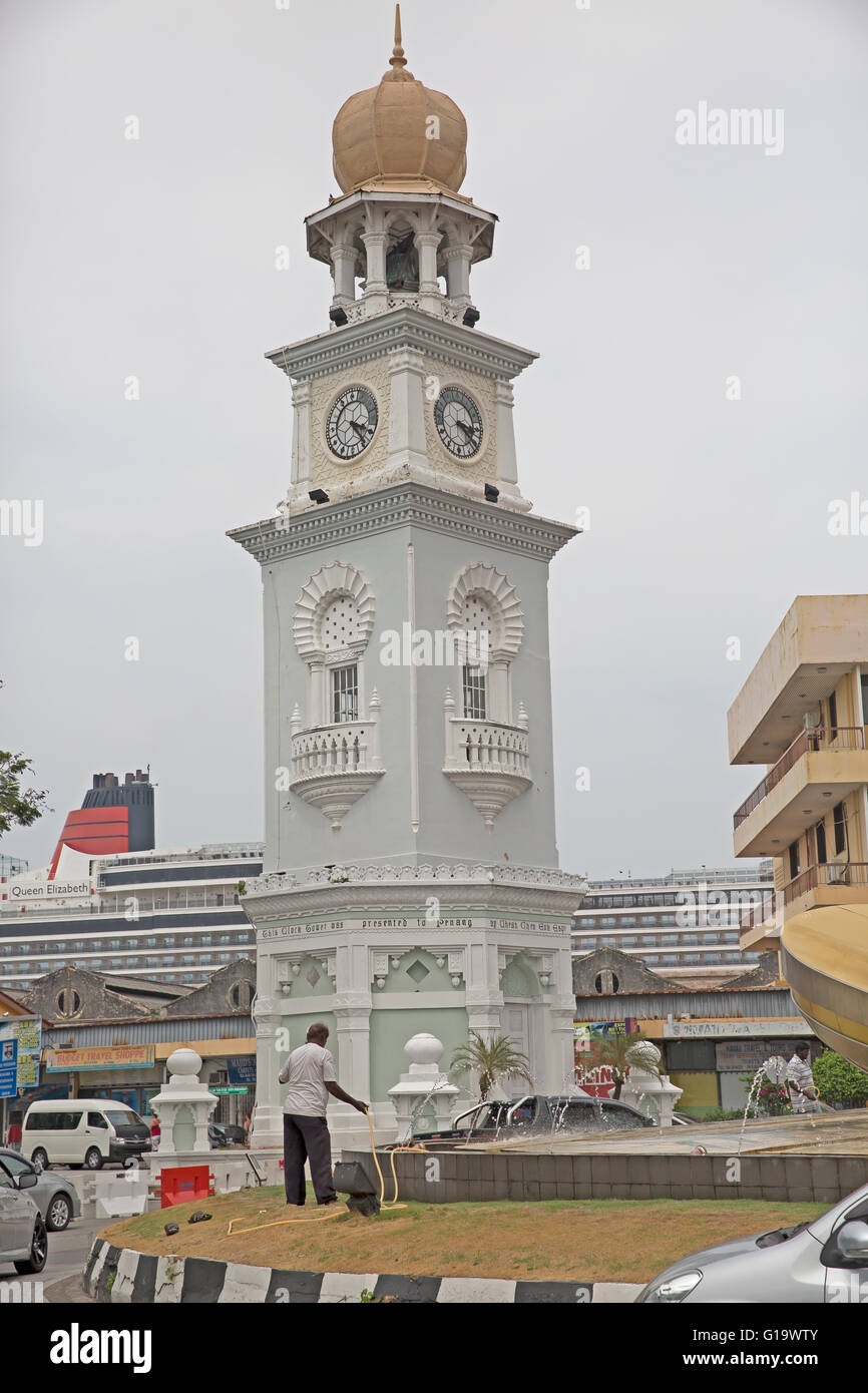 The Queen Victoria Memorial Clock Tower in Penang Stock