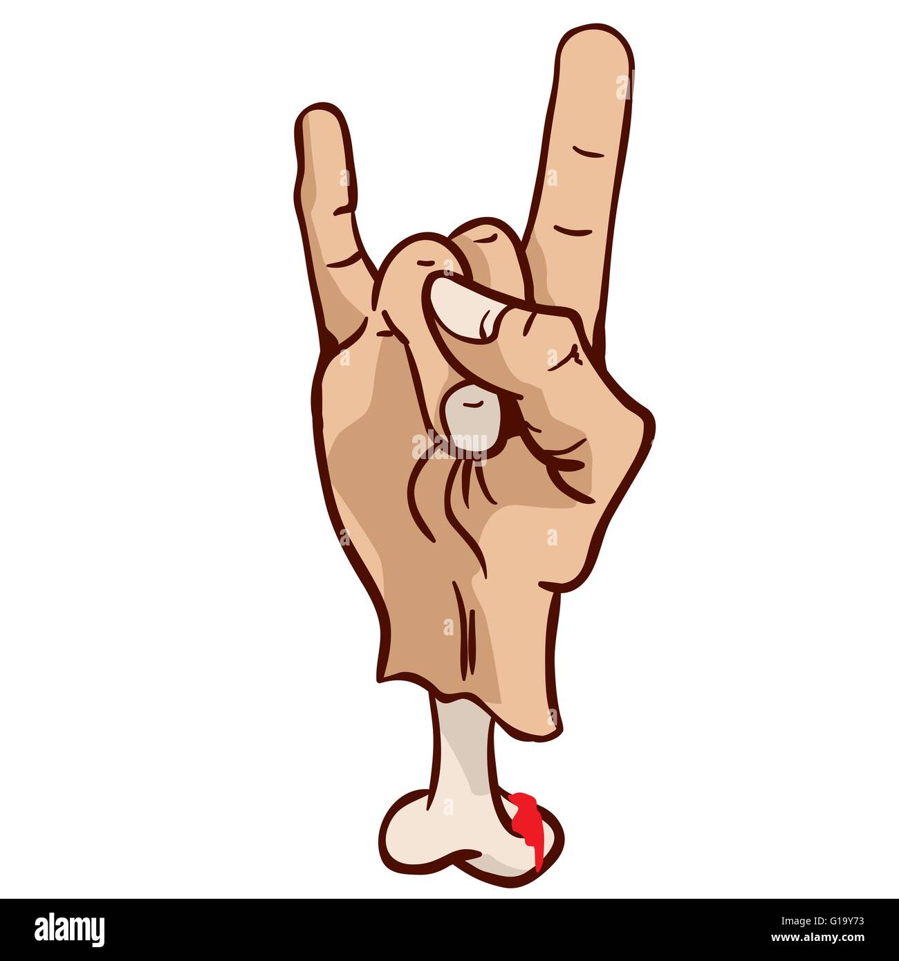 rock and roll devil horns hand sign with bloody bone Stock Vector Image