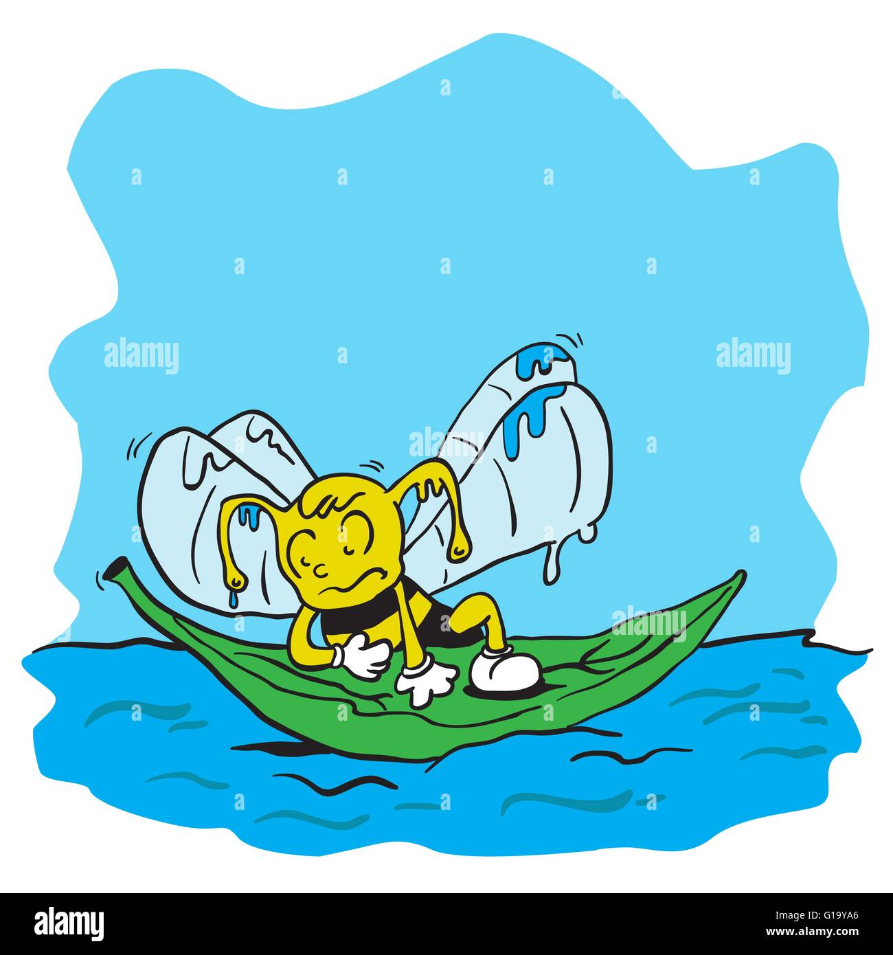 drowning bee cartoon Stock Vector
