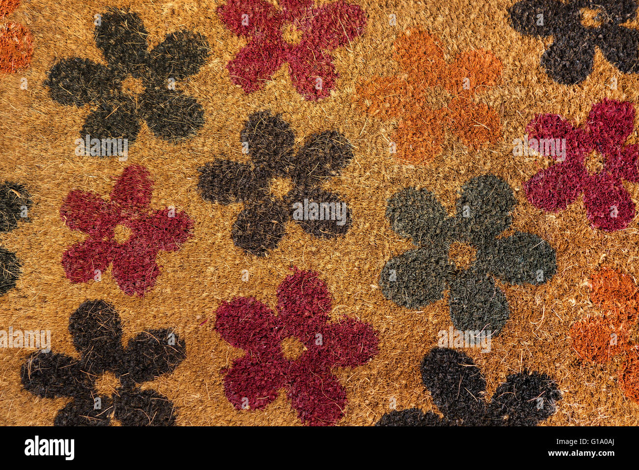 Floral pattern of a coconut matting Stock Photo