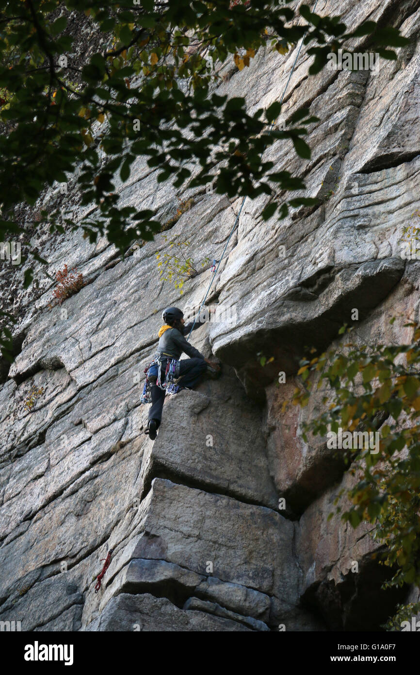Rock Climber Shawangunk Mountains, The Gunks, New York Stock Photo