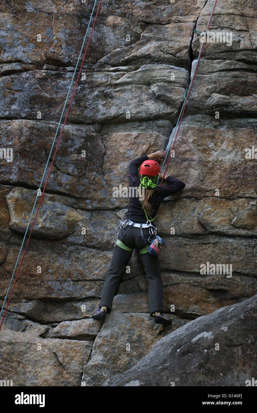 Rock Climber Shawangunk Mountains, The Gunks, New York Stock Photo
