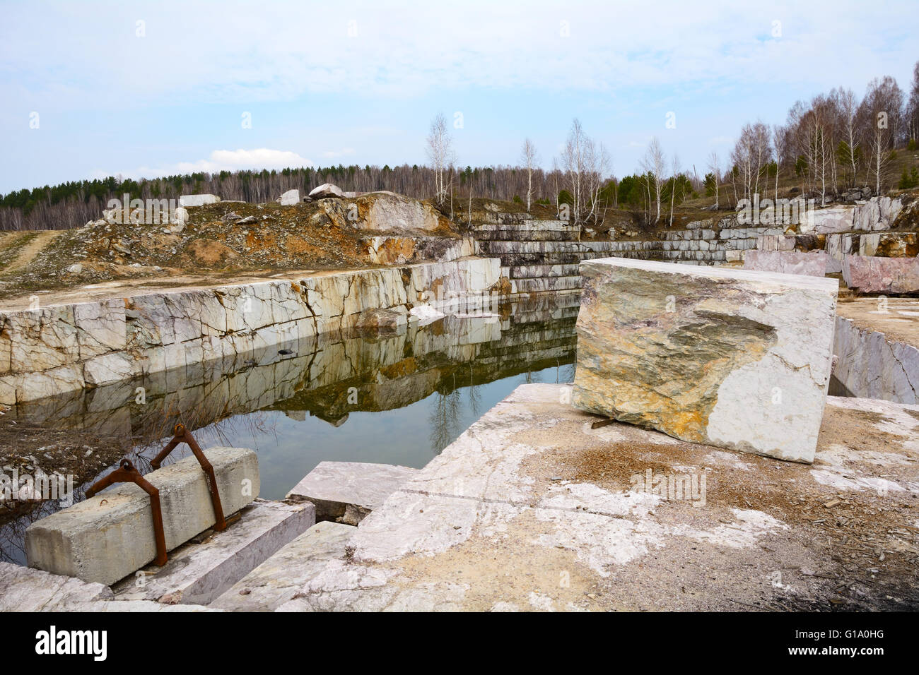 Marble quarry near the village of Petani, Novosibirsk region Stock Photo