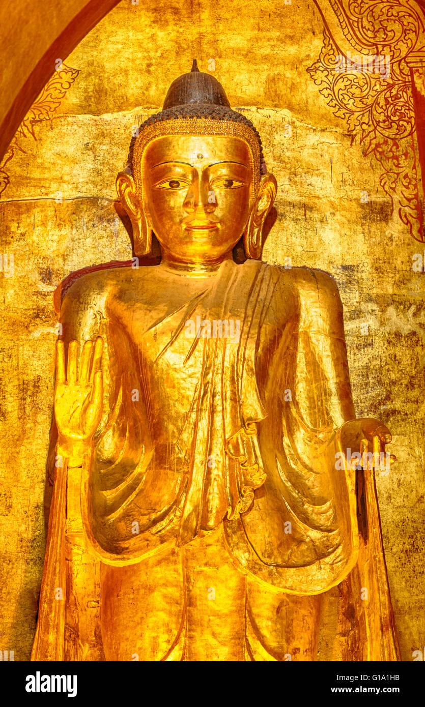 Buddha statue in Ananda temple in Bagan. Myanmar. Stock Photo