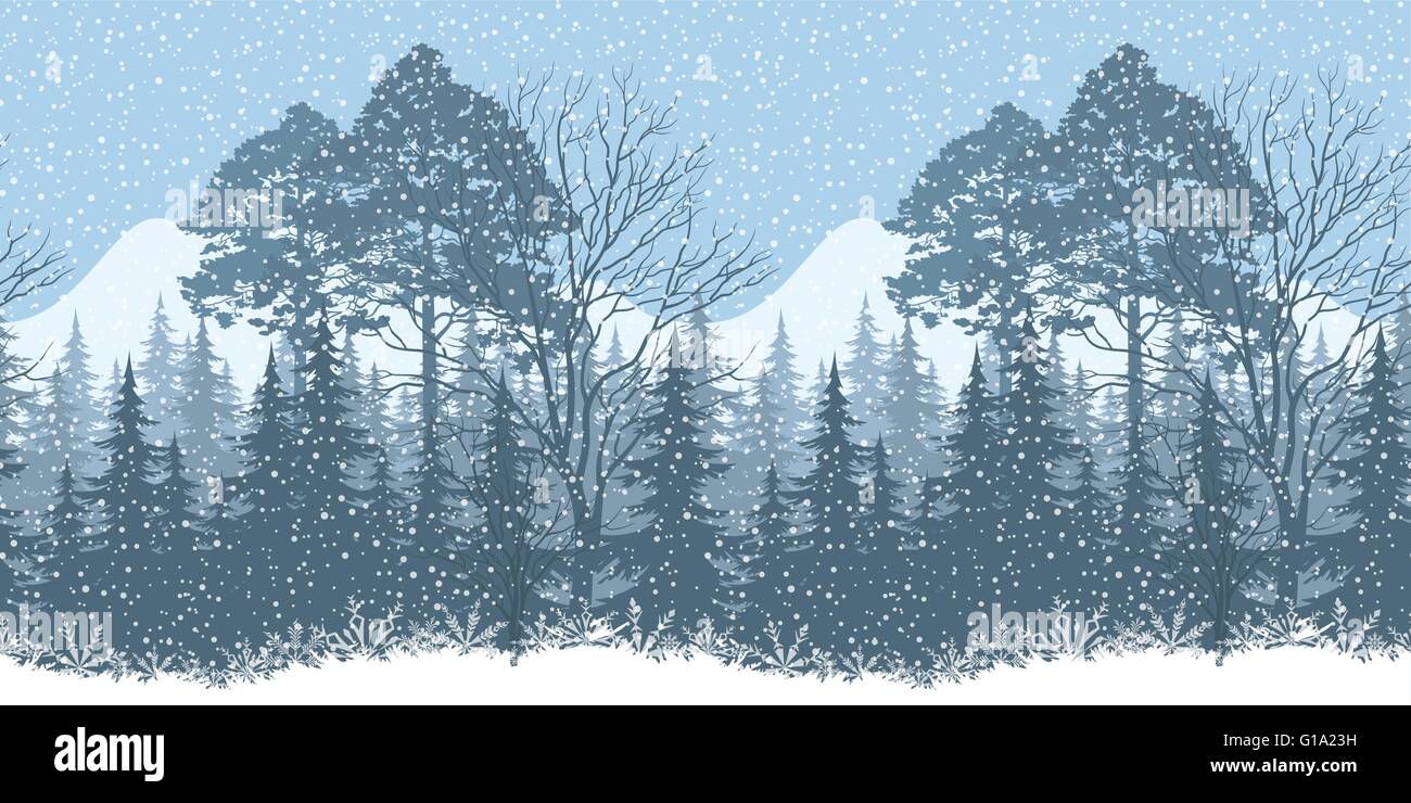 Seamless Winter Woodland Landscape Stock Vector Image & Art - Alamy