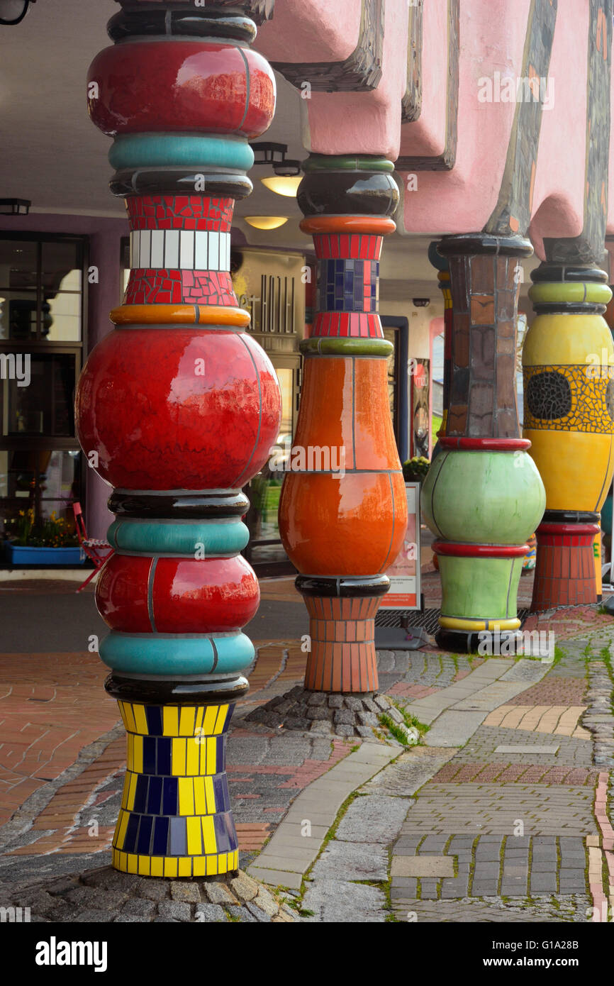 Multi Colored Column Multi-color columns supporting Grune Zitadelle in Magdeburg Stock Photo ...