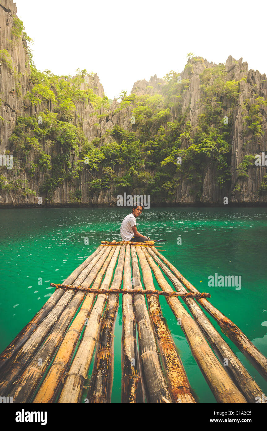 Island rafting in Coron, north Palawan Stock Photo