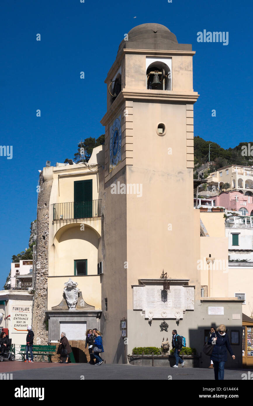 The famous clock tower in the Piazza Umberto I, or Piazzetta di Capri