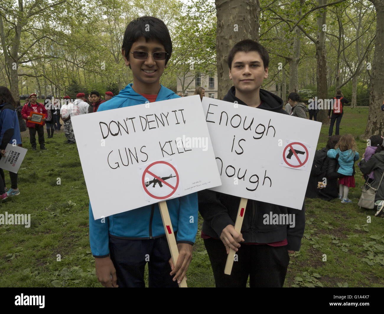 The 4th annual Moms Demand Action Against America’s Second Amendment Rights March in New York City on May 7, 2016. Stock Photo