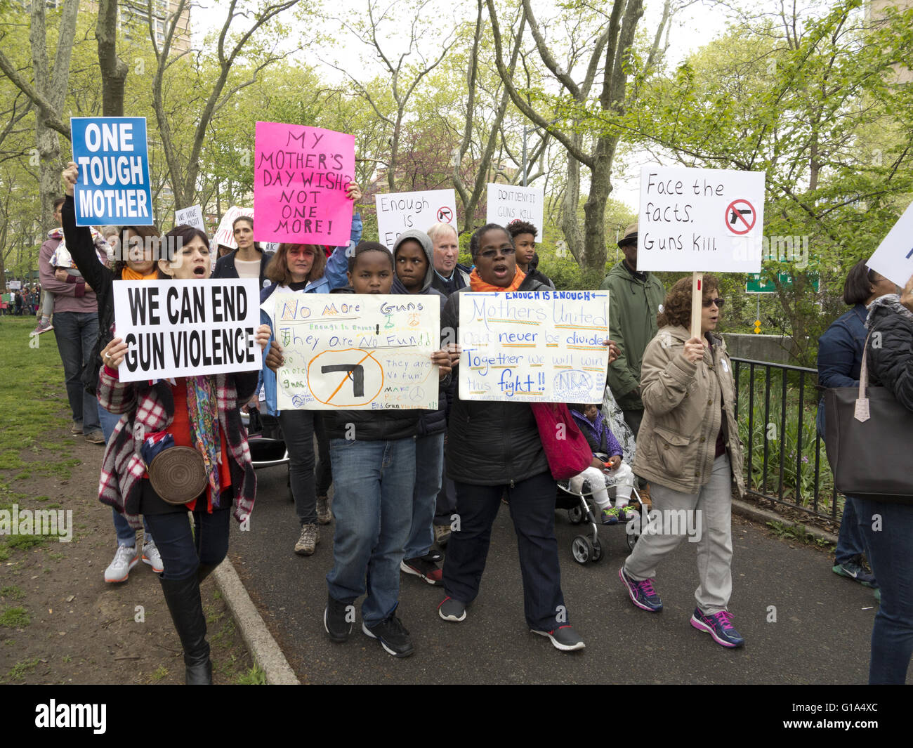 The 4th annual Moms Demand Action Against America’s Second Amendment Rights March in New York City on May 7, 2016. Stock Photo