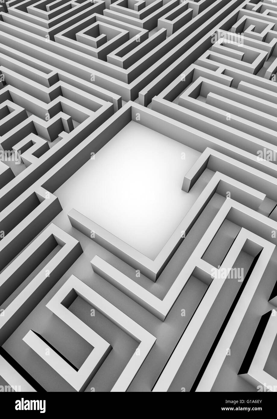 Maze space / 3D render of maze with copy space Stock Photo
