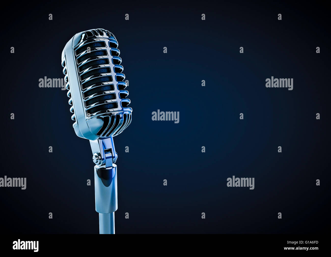 Retro microphone / 3D render of old fashioned classic microphone Stock Photo