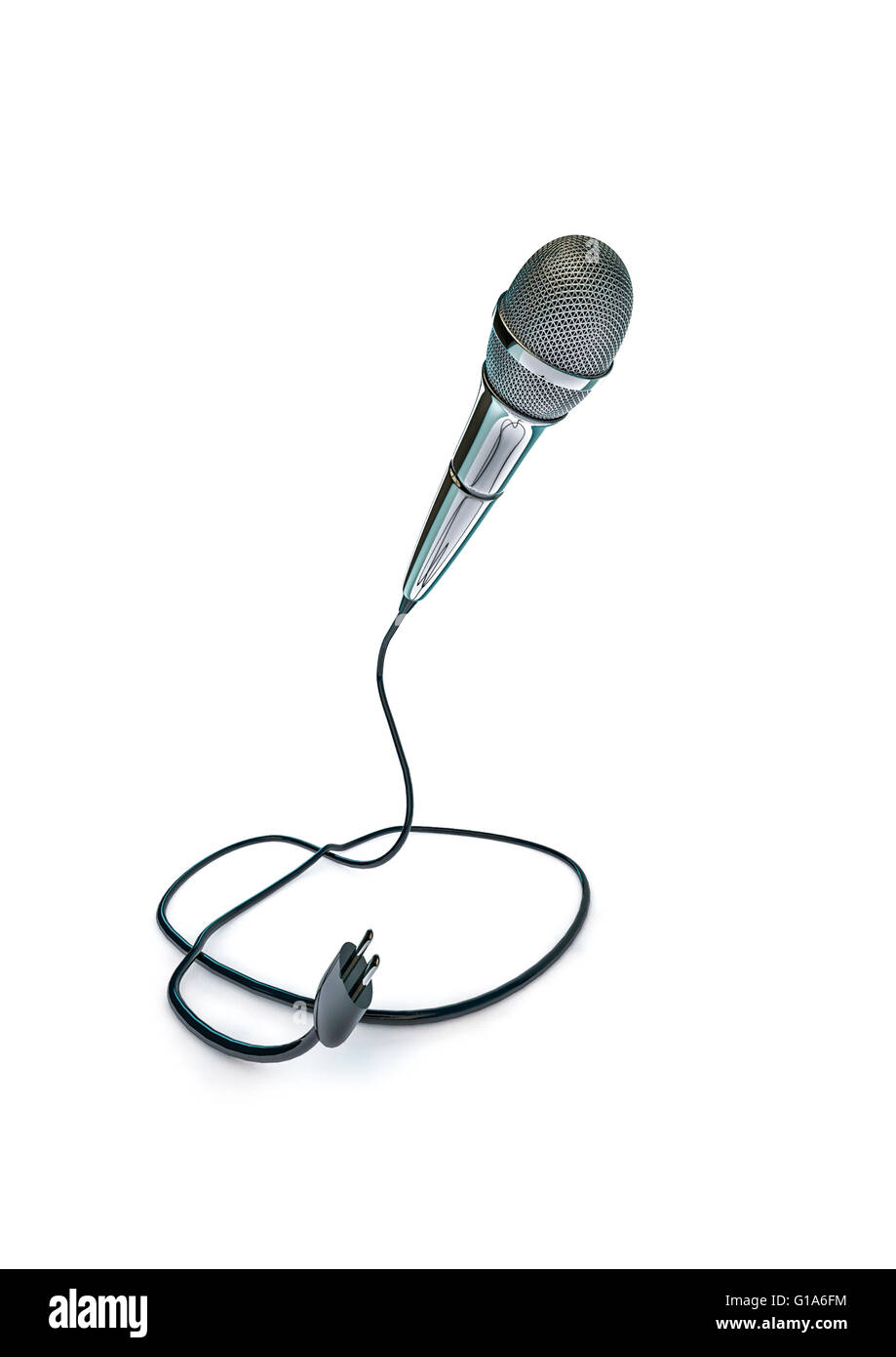 Microphone rising / 3D render of microphone raising head like snake Stock Photo