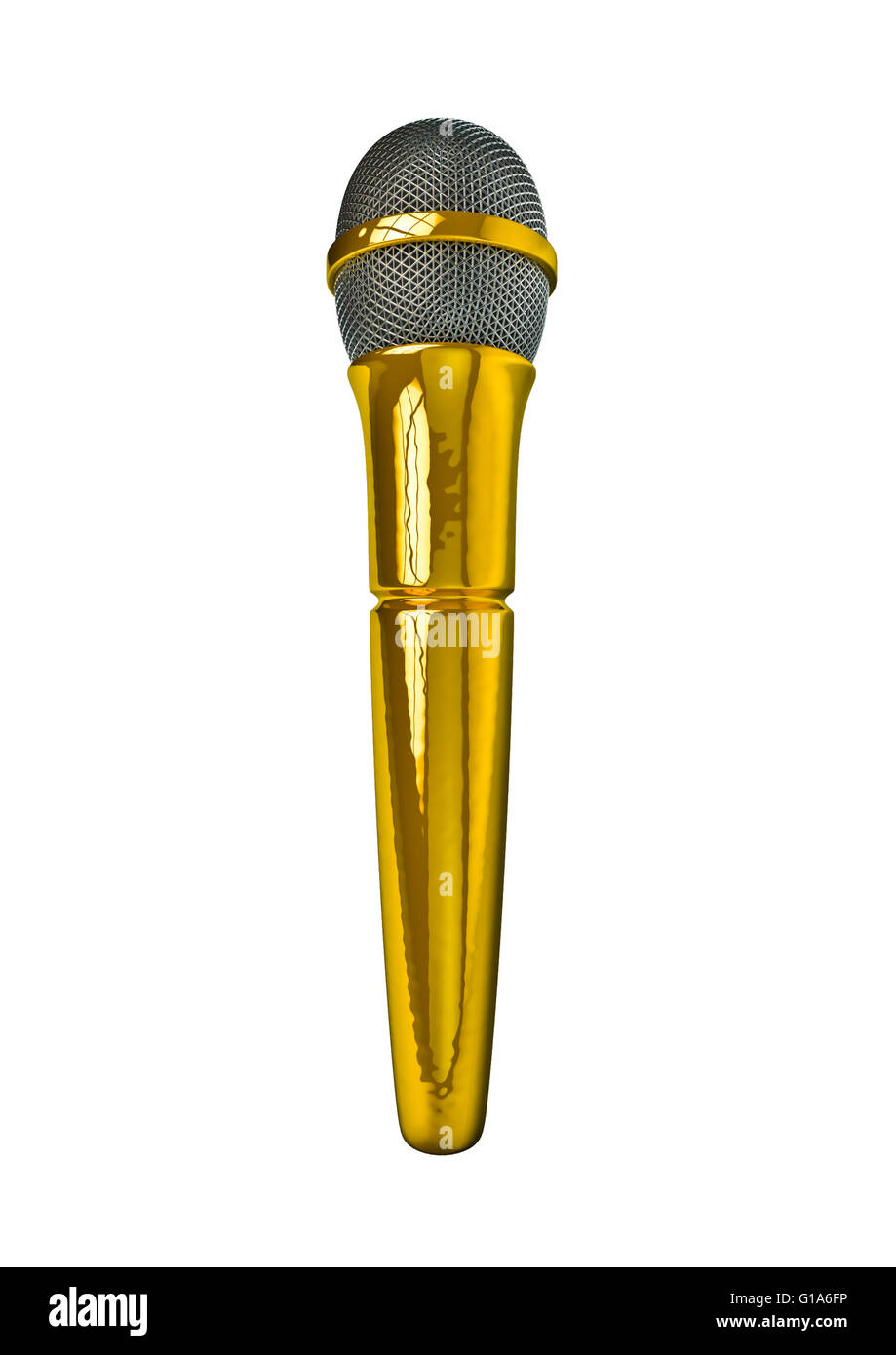 Microphone singer gold / 3D render golden of microphone Stock Photo