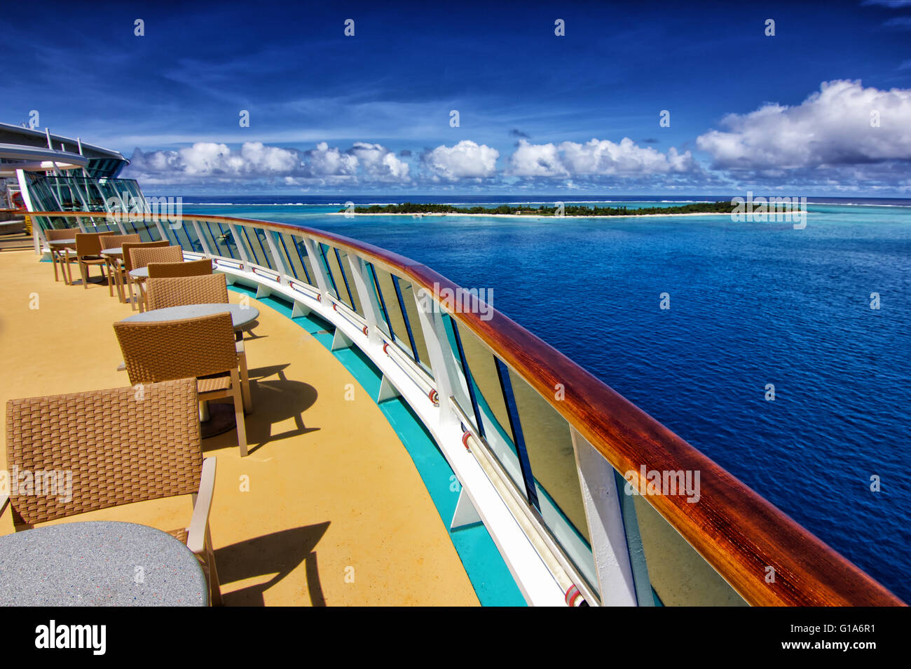 View From The Top Deck Of A Cruise Ship To Mystery Island Vanuatu Stock Photo Alamy