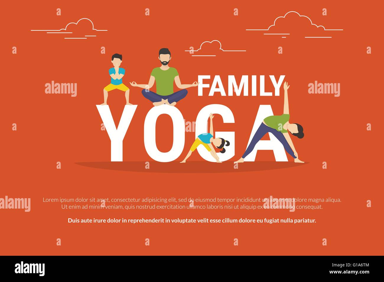 Concept illustration of family yoga Stock Vector