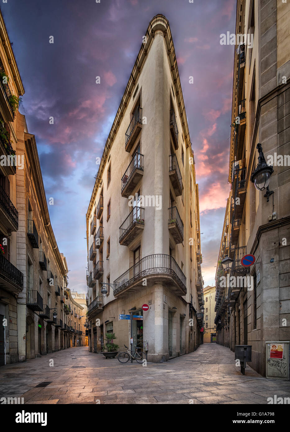 Apartment Building, Old Town, Barcelona, Spain Stock Photo